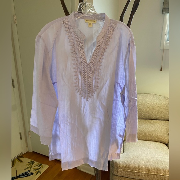 Appleseed's Tops Appleseeds Lavender Cotton Blouse Xl Nwt Poshmark